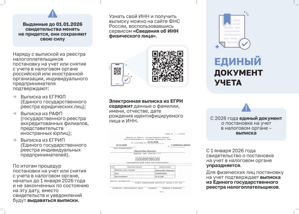 С 2026 года единым документом о постановке на налоговый учет станет выписка С 2026 года единым документом о постановке на налоговый учет станет выписка