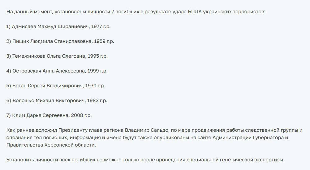 Кровавый террор Киева: опубликован первый список погибших в Херсонской области