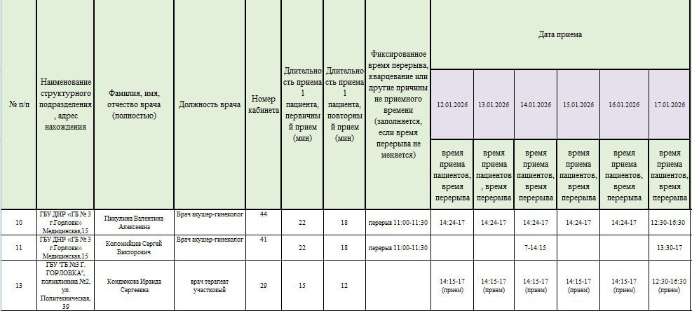 Иван Приходько: График работы специалистов ГБУ ДНР «Городская больница № 3 г. Горловки» Иван Приходько: График работы специалистов ГБУ ДНР «Городская больница № 3 г. Горловки»