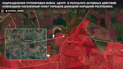 Подразделения группировки войск «Центр» ВС РФ освободили населенный пункт Торецкое в ДНР