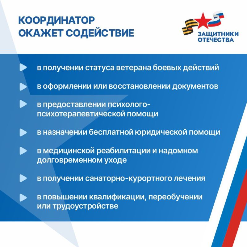 Во всех филиалах фонда «Защитники Отечества» работают социальные координаторы, которые оказывают комплексную поддержку ветеранам СВО и их семьям Во всех филиалах фонда «Защитники Отечества» работают социальные координаторы, которые оказывают комплексную поддержку ветеранам СВО и их семьям