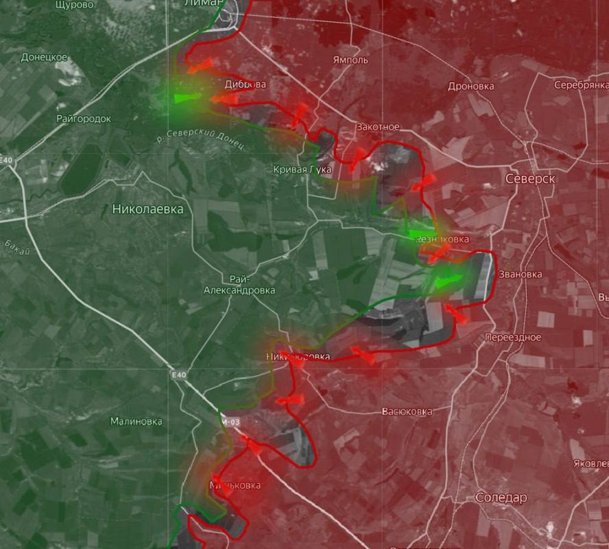 «На Славянском направлении ВС РФ продвинулись на рубеже Кривая-Лука – Закотное, взяв несколько лесополос и лесных массивов