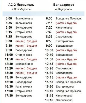 Актуальное расписание автобусов АС-2 Мариуполь - Володарское
