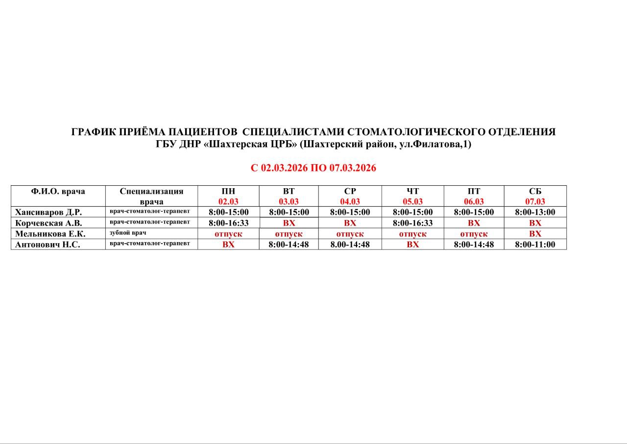 ВниманиеИнформация о графике приемов врачами ВниманиеИнформация о графике приемов врачами