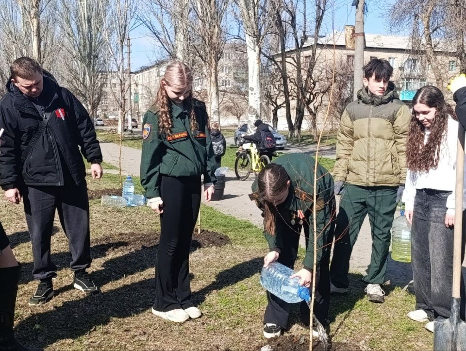 Депутаты Шахтерского муниципального совета совместно с активистами молодежных организаций Ждановки высадили деревья Депутаты Шахтерского муниципального совета совместно с активистами молодежных организаций Ждановки высадили деревья