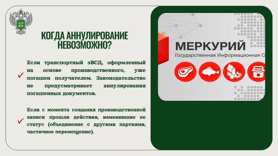Аннулирование производственного эВСД Аннулирование производственного эВСД