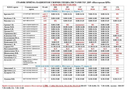 Изменения в графике приема врачей!
