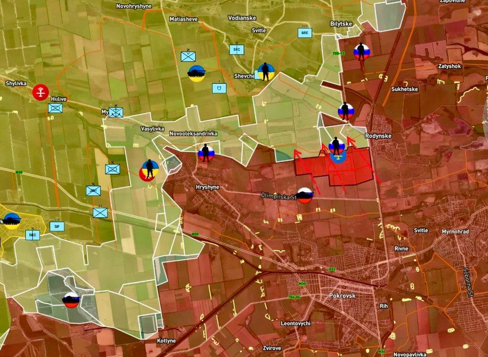 Родион Северьянов: ВС РФ увеличивают зону контроля к западу от Родинского на 1,5 км и занимают новую позицию