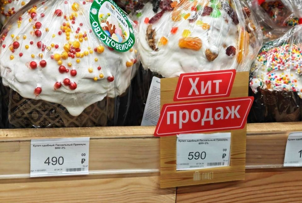 Цены на куличи в одном из магазинов ДНР