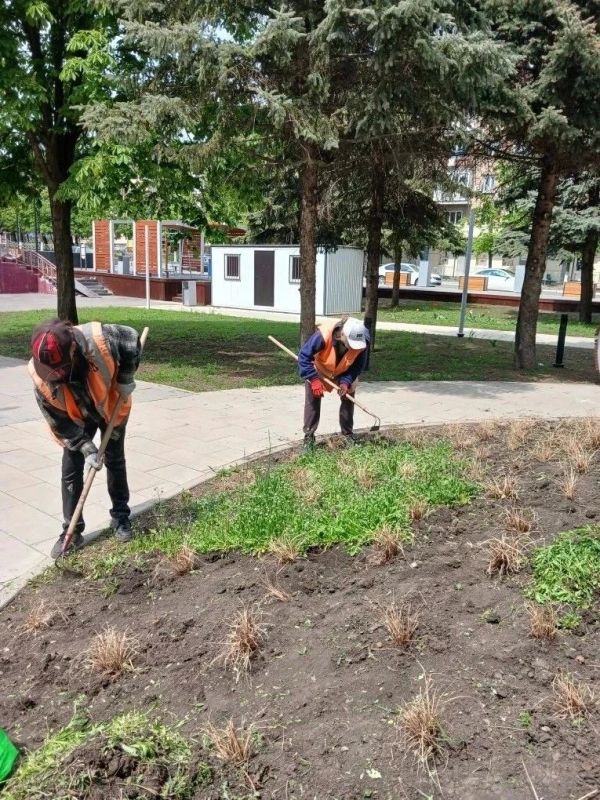 Коммунальщики Снежного продолжают благоустраивать территории общего пользования Коммунальщики Снежного продолжают благоустраивать территории общего пользования