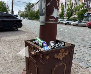 «Свиньи» превратили красивый фонарь на Ильича в Донецке в мусорку