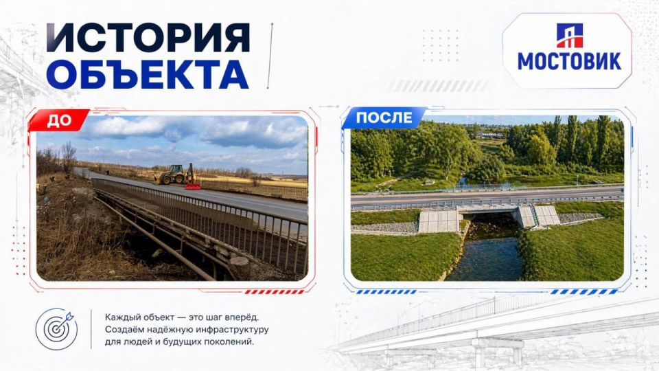 Мост через балку Широкая на трассе Донецк-Новоазовск-Седово — один из проектов 2025 года, реализованных в Республике под контролем Госкомпании «Автодор»