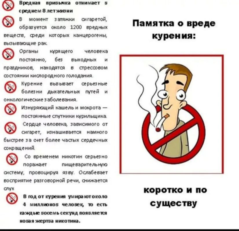 Управление Федеральной службы по надзору в сфере защиты прав потребителей и благополучия человека по Донецкой Народной Республике напоминает о вреде курения табака