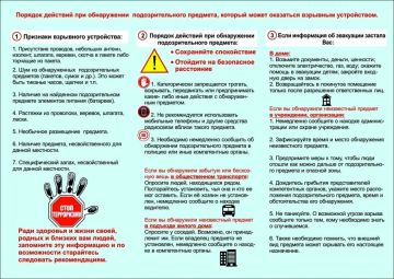 Памятка о порядке действий при обнаружении подозрительного предмета, который может оказаться взрывным устройством