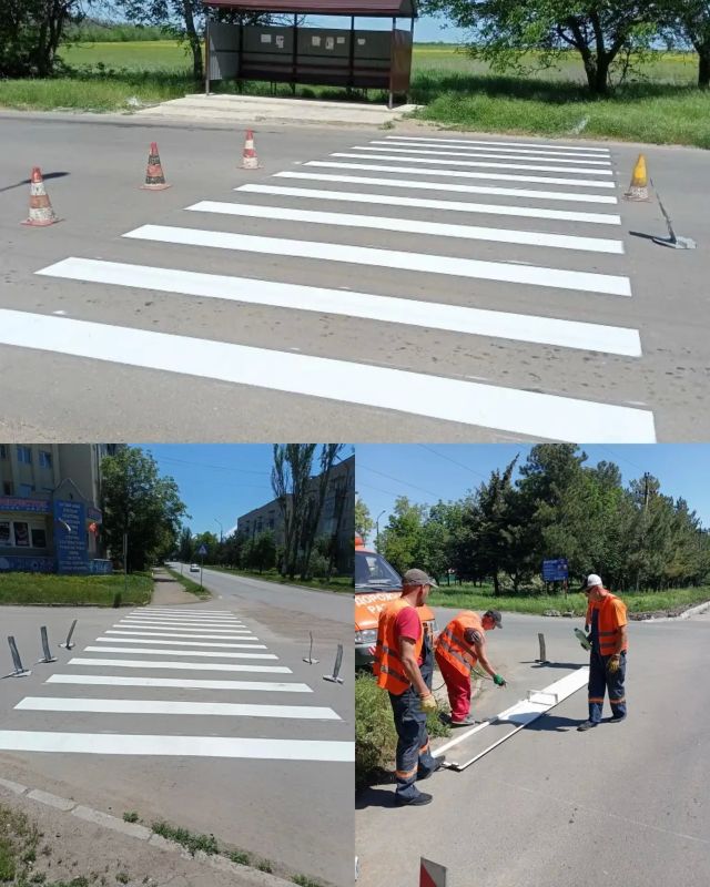 В Докучаевске обновляют дорожную разметку В Докучаевске обновляют дорожную разметку