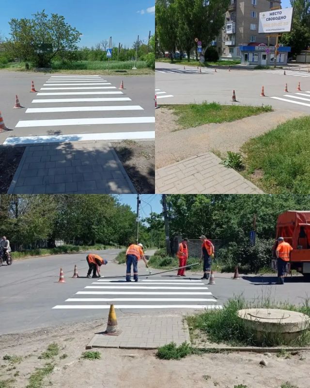 В Докучаевске обновляют дорожную разметку В Докучаевске обновляют дорожную разметку