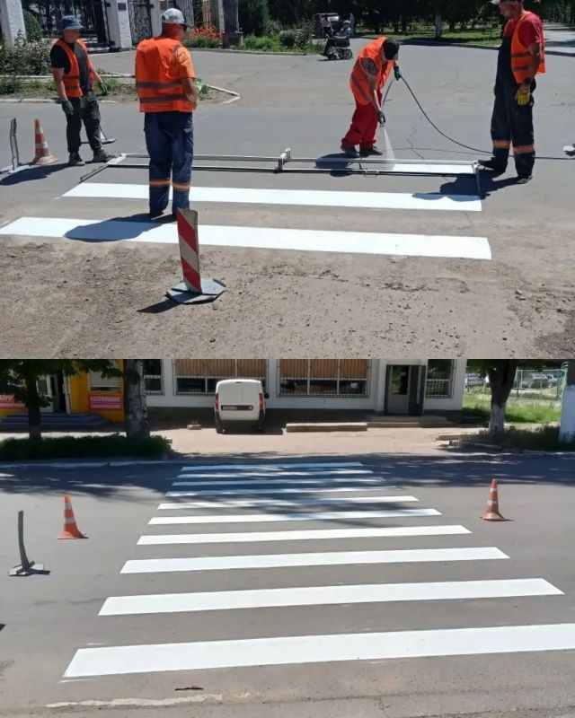 В Докучаевске обновляют дорожную разметку В Докучаевске обновляют дорожную разметку