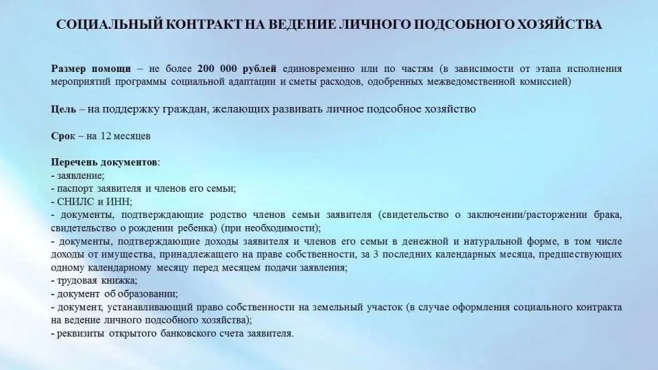 На территории городского округа Торез действуют меры государственной социальной помощи на основании социального контракта по направлениям: