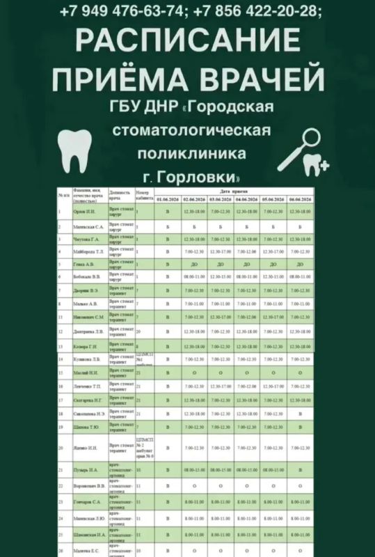 Иван Приходько: График работы специалистов ГБУ ДНР «ГДСП г.Горловки», ГБУ ДНР «Городской наркологический диспансер г. Горловки», ГБУ ДНР «ГПБ г. Горловки», ГБУ ДНР «ГПТД г.Горловки», ГБУ ДНР «ГДВД г.Горловки», ГБУ ДНР «ГСП... Иван Приходько: График работы специалистов ГБУ ДНР «ГДСП г.Горловки», ГБУ ДНР «Городской наркологический диспансер г. Горловки», ГБУ ДНР «ГПБ г. Горловки», ГБУ ДНР «ГПТД г.Горловки», ГБУ ДНР «ГДВД г.Горловки», ГБУ ДНР «ГСП...