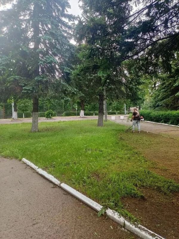 В Шахтерском округе продолжается покос травы