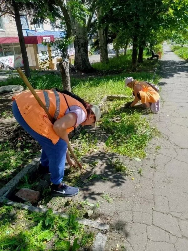 Коммунальщики Снежного продолжают благоустраивать территории общего пользования Коммунальщики Снежного продолжают благоустраивать территории общего пользования