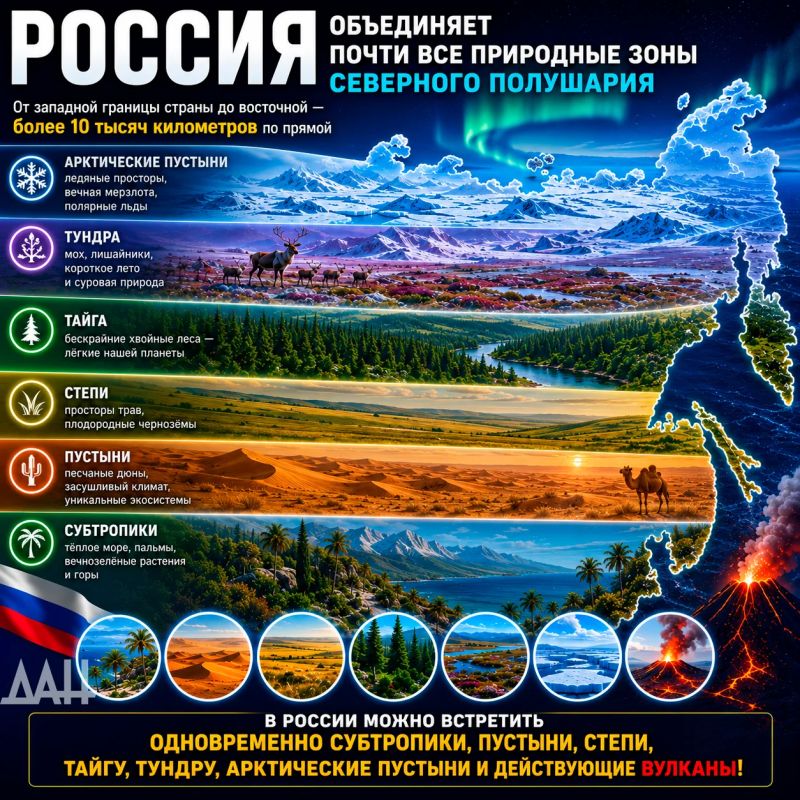 Россия объединяет почти все природные зоны Северного полушария