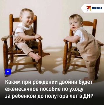 Каким при рождении двойни будет ежемесячное пособие по уходу за ребенком до полутора лет в ДНР