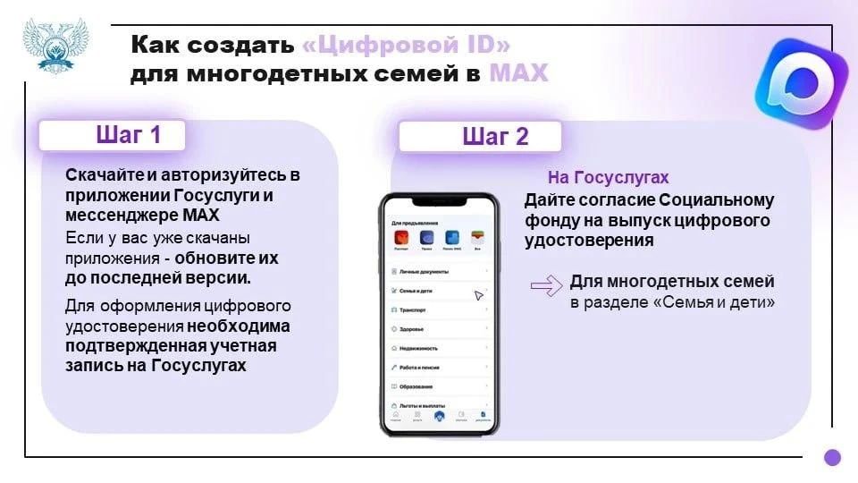 Для многодетных семей создан «Цифровой ID» в приложении MAX Для многодетных семей создан «Цифровой ID» в приложении MAX