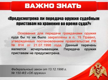 Можно передать оружие на хранение судебным приставам во время суда?