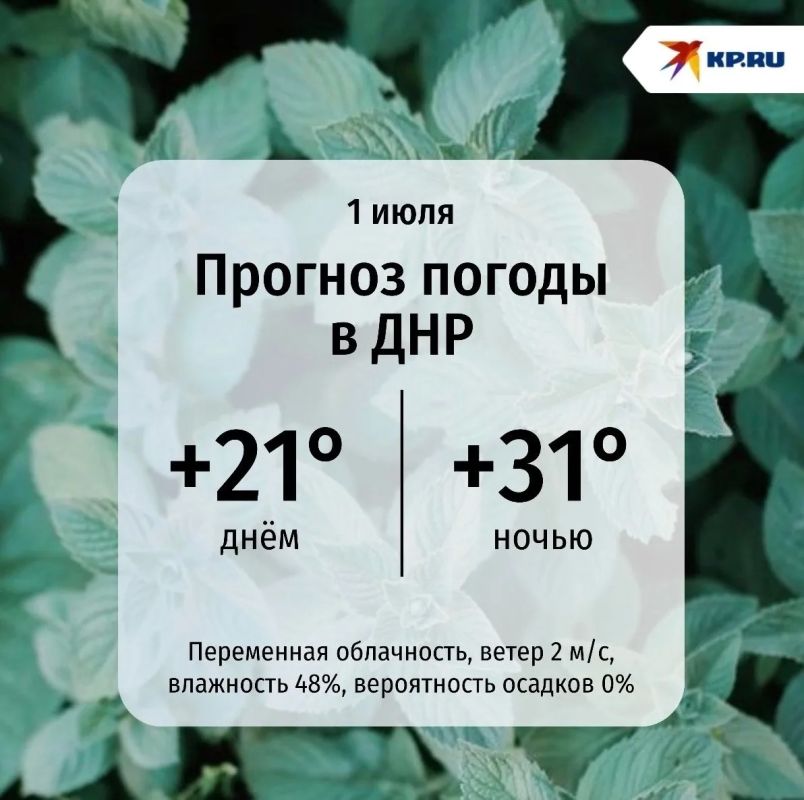 В ДНР сегодня температура поднимется до +31°, поэтому выбирайте легкую одежду и не забывайте пить воду