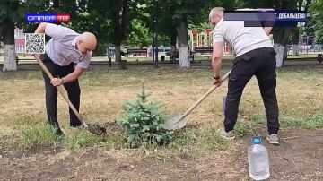 В Дебальцево благоустраивают центральную аллею