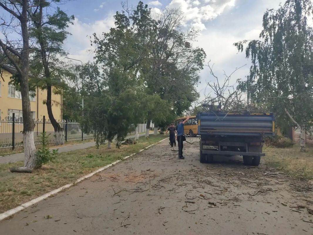 На территории Володарского муниципального округа исходя из ранее данных поручений Главы Донецкой Народной Республики Дениса Владимировича Пушилина продолжается спил и кронирование аварийных деревьев На территории Володарского муниципального округа исходя из ранее данных поручений Главы Донецкой Народной Республики Дениса Владимировича Пушилина продолжается спил и кронирование аварийных деревьев