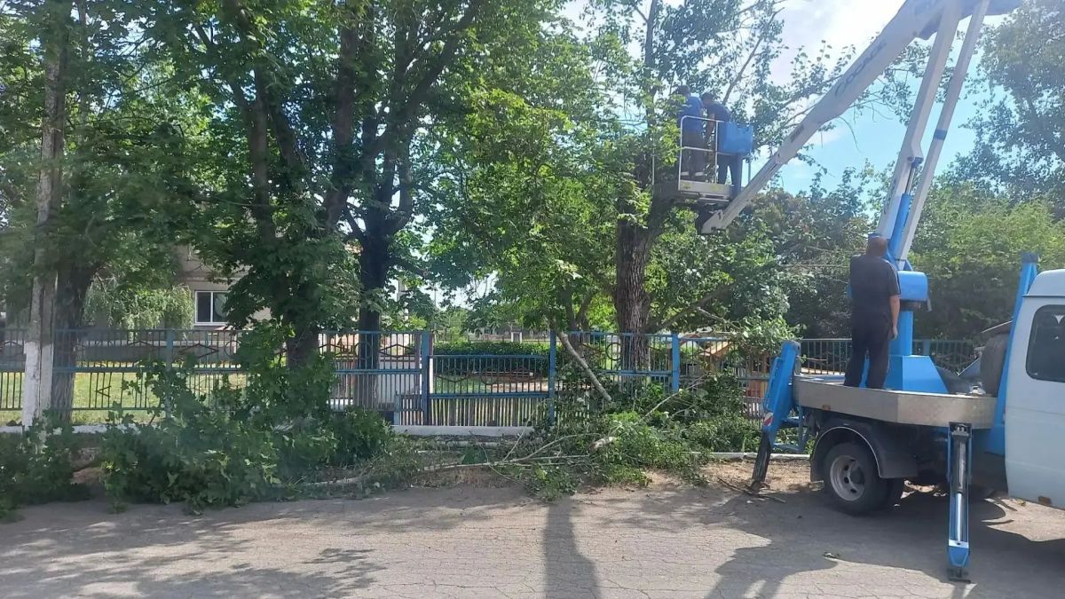 На территории Володарского муниципального округа исходя из ранее данных поручений Главы Донецкой Народной Республики Дениса Владимировича Пушилина продолжается спил и кронирование аварийных деревьев На территории Володарского муниципального округа исходя из ранее данных поручений Главы Донецкой Народной Республики Дениса Владимировича Пушилина продолжается спил и кронирование аварийных деревьев