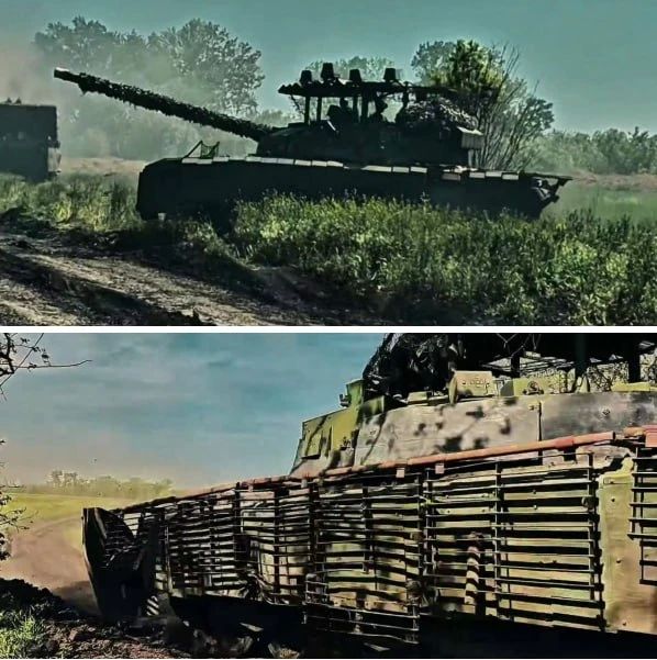 Удар FPV-дрона ВСУ, предположительно, по Т-72Б3А с КАЗ "Арена-М" в районе села Маяк на Добропольском направлении Удар FPV-дрона ВСУ, предположительно, по Т-72Б3А с КАЗ "Арена-М" в районе села Маяк на Добропольском направлении