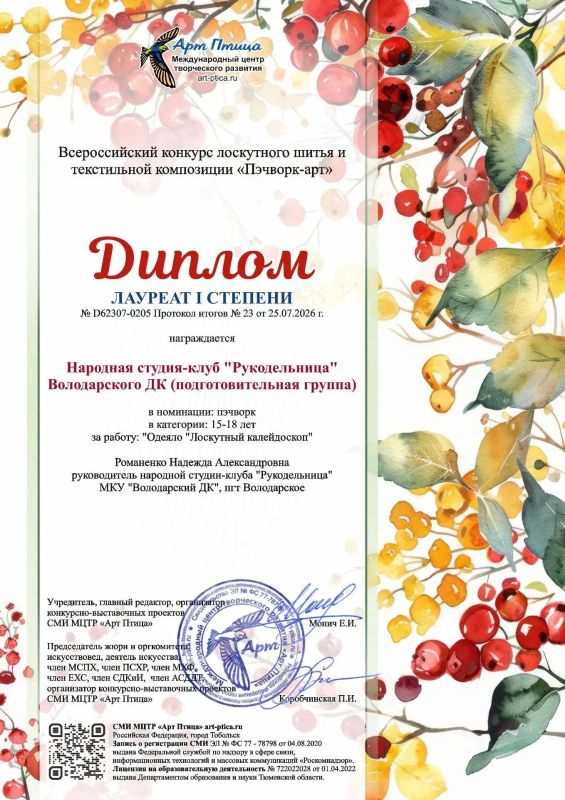 Поздравляем!. С занятым 1 местом в конкурсе декоративно-прикладного искусства "Всероссийский конкурс лоскутного шитья и текстильной композиции «Пэчворк-арт» с Поздравляем!. С занятым 1 местом в конкурсе декоративно-прикладного искусства "Всероссийский конкурс лоскутного шитья и текстильной композиции «Пэчворк-арт» с