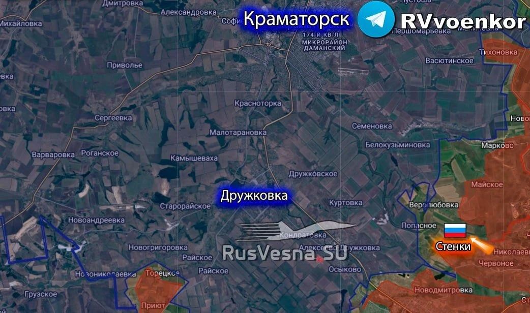 Армия России освободила н.п. Стенки, наступая к Краматорску