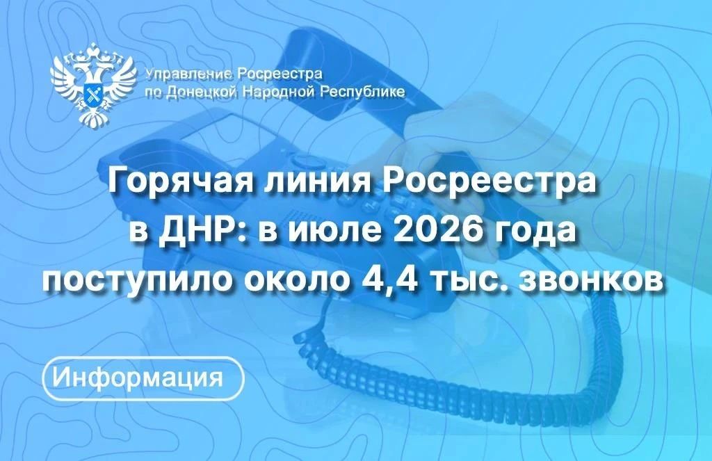 Горячая линия Росреестра в ДНР: в июле поступило около 4,4 тыс