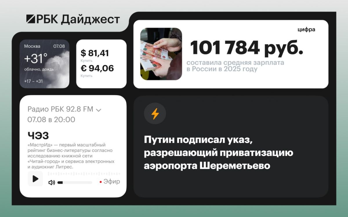 Главные новости к вечеру 6 августа