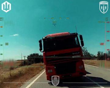 Удары дронов-камикадзе Hornet ВСУ по грузовикам на трассах возле Донецка и Мариуполя