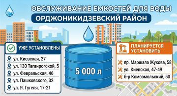 ЕМКОСТИ ДЛЯ ВОДЫ В ОРДЖОНИКИДЗЕВСКОМ РАЙОНЕ