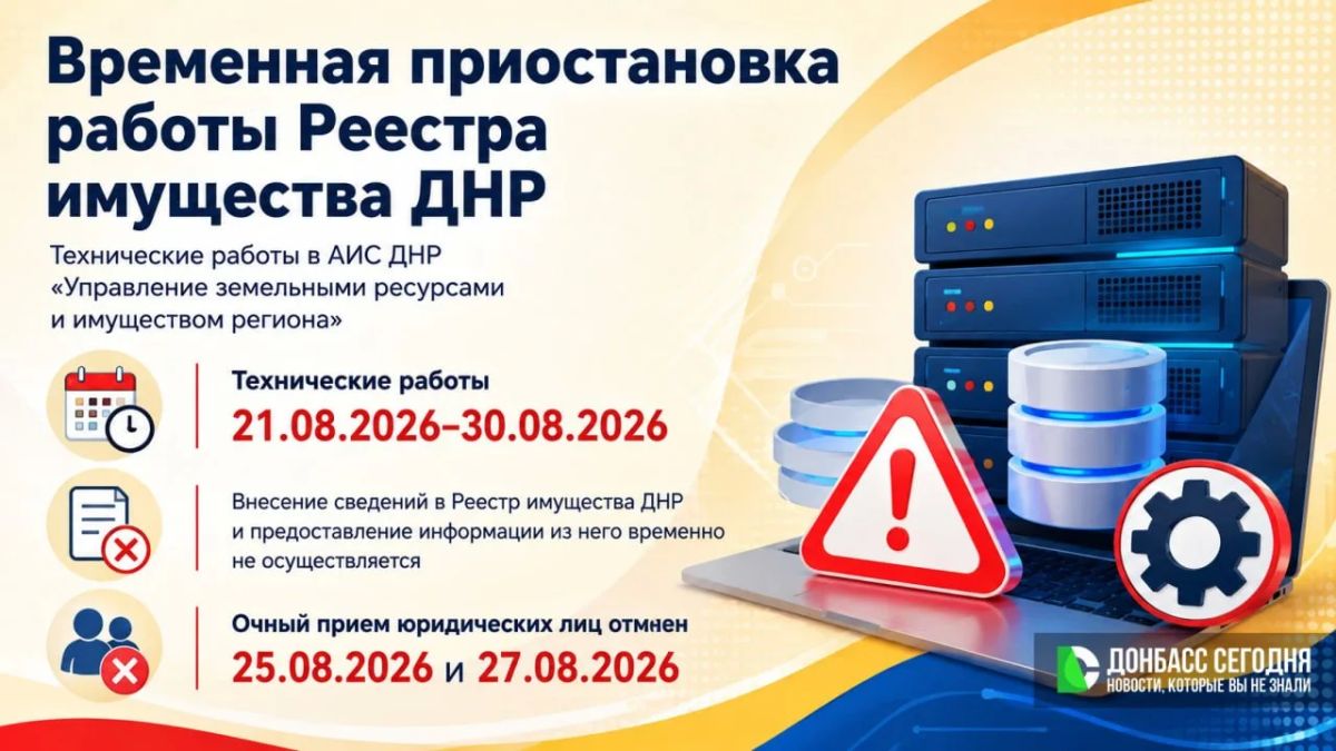 Реестр имущества ДНР приостановит работу с 21 по 30 августа