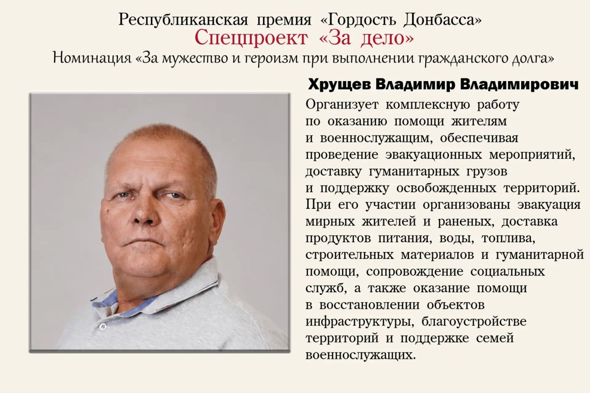 Александр Шатов: Стартовало народное голосование Республиканской премии «Гордость Донбасса» спецпроекта «За дело» Александр Шатов: Стартовало народное голосование Республиканской премии «Гордость Донбасса» спецпроекта «За дело»