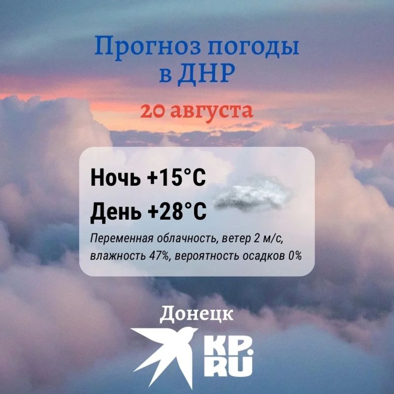 ДНР сегодня под легкой дымкой облаков