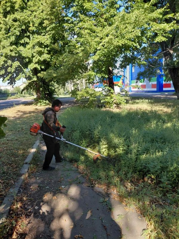 Благоустройство территории: в Дебальцево продолжаются работы по покосу травы Благоустройство территории: в Дебальцево продолжаются работы по покосу травы