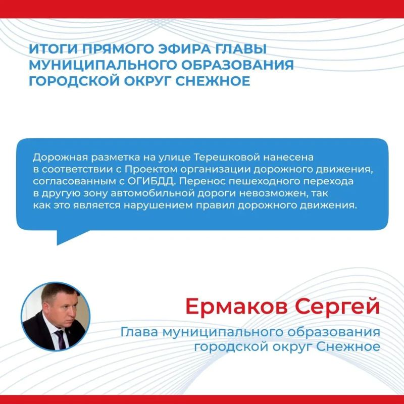 Итоги прямого эфира главы муниципального образования городской округ Снежное Сергея Ермакова Итоги прямого эфира главы муниципального образования городской округ Снежное Сергея Ермакова
