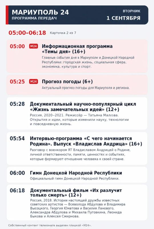 «Мариуполь 24» | Программа передач «Мариуполь 24» | Программа передач