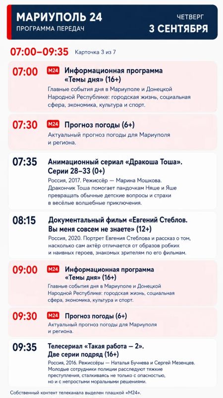 «Мариуполь 24» | Программа передач «Мариуполь 24» | Программа передач