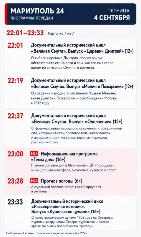 «Мариуполь 24» | Программа передач «Мариуполь 24» | Программа передач