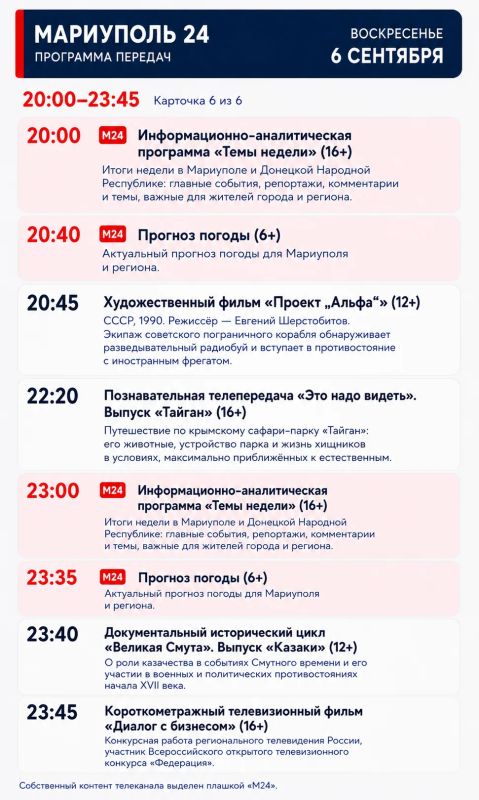 «Мариуполь 24» | Программа передач «Мариуполь 24» | Программа передач