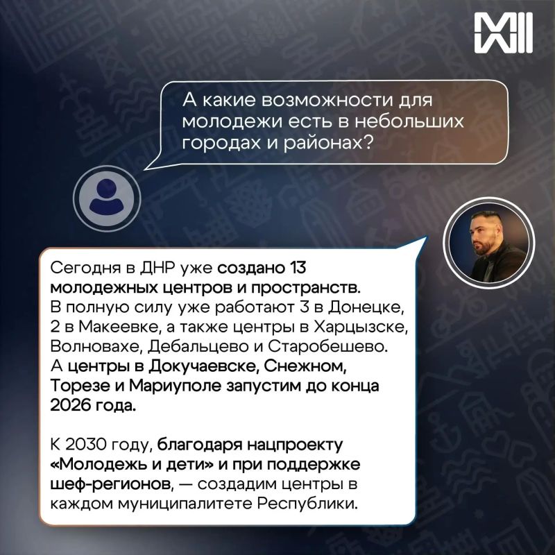 Какие возможности для молодежи есть в небольших городах, где узнать информацию о мероприятиях, планируется ли создание в ДНР единой системы стажировок с последующим трудоустройством, как принять участие в «Донбасс Какие возможности для молодежи есть в небольших городах, где узнать информацию о мероприятиях, планируется ли создание в ДНР единой системы стажировок с последующим трудоустройством, как принять участие в «Донбасс